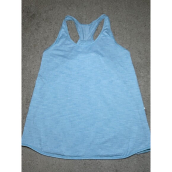 lululemon athletica Tops - Lululemon Size 10 Racer Back Tank Top Cross Flowey Back Blue Women’s Classic